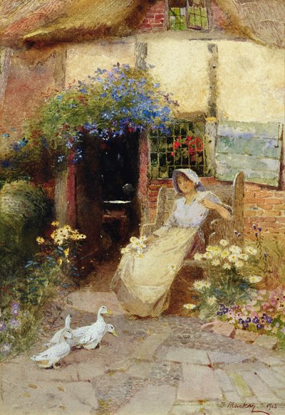 At the Cottage Door by Thomas Mackay